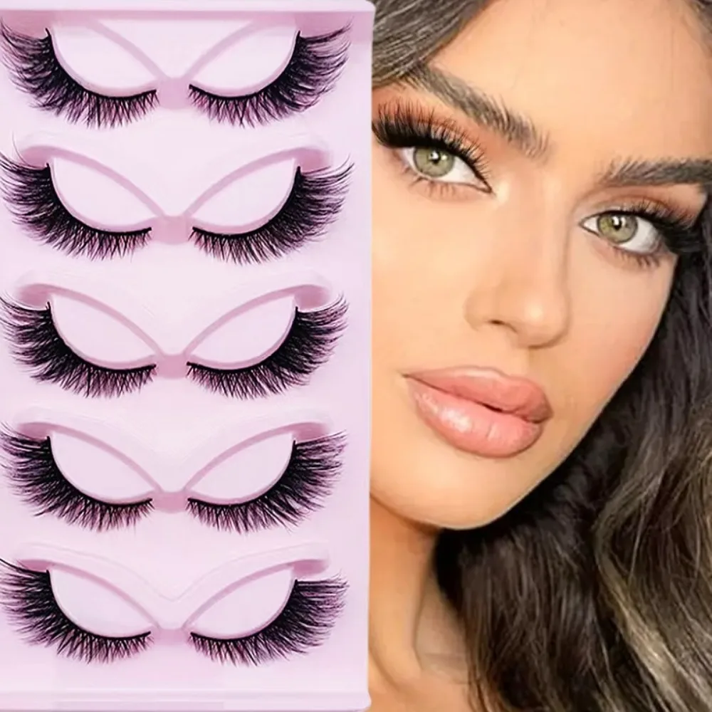 Eyelash Extension Cat Eye Wispy - 5쌍 고양이 눈 속눈썹 희미한 가짜