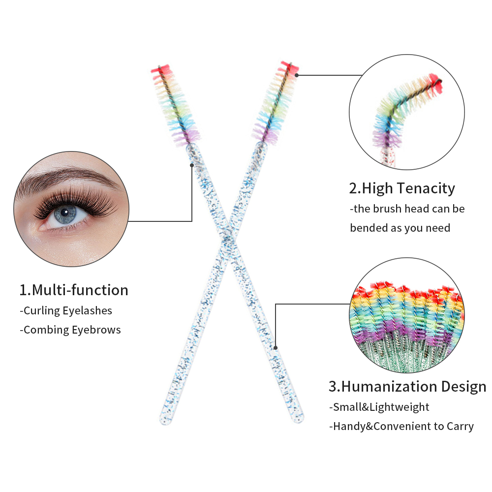 50PCS 레인보우 크리스탈 속눈썹 메이크업 브러쉬 일 - Eyelash Extension Jakarta 리뷰 및 가격